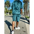 thumbnail image 7 of INCERUN Men's Short Sleeve Tops + Shorts Set Velvet Blend Summer Two-piece Suits, 7 of 7