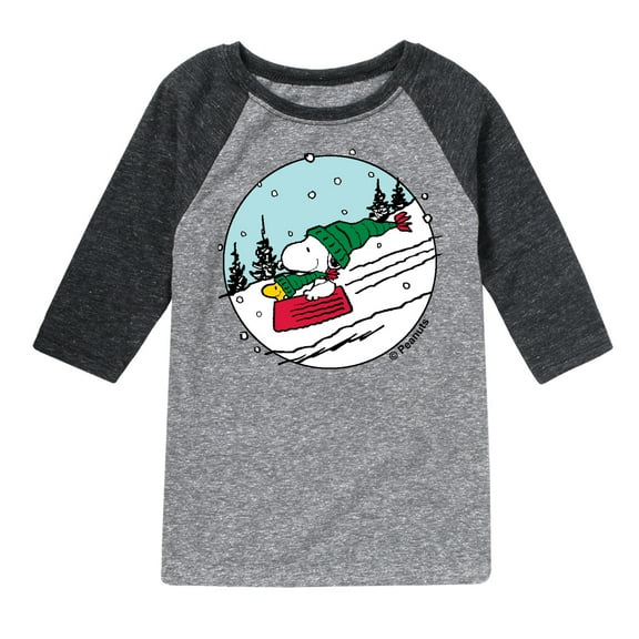 Peanuts - Snoopy Woodstock Sled - Toddler & Youth Raglan Graphic T-Shirt