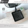 thumbnail image 6 of Stylish Vessel 14 ½" Black Porcelain Square Bathroom Sink P-226N, 6 of 12
