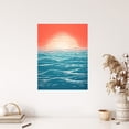thumbnail image 4 of Horizon Hour Abstract Sunset Orange Teal Unframed Wall Art Print Poster Home Decor Premium, 4 of 5
