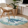 thumbnail image 4 of Teal Turtle Coastal Round Area Rug 3.3Ft Washable Circle Rugs for Dining Room Table, Summer Beach Coral Nautical Ocean Non-Slip Carpet Floor Mats Indoor Outdoor Carpet Runner Aesthetic Home Decor, 4 of 8