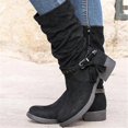 thumbnail image 2 of Women's Mid-Calf Boots Ladies Winter Solid Color Durable Suede Side Zipper Heel Round Toe Non- Design for Comfort, 2 of 6