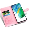 thumbnail image 5 of Compatible with Samsung Galaxy S21 FE 5G Wallet Phone Case and Tempered Glass Screen Protector Flip Credit Card Holder Stand Flower Cell Cover for S 21 EF S21FE5G UW S21FE 21S G5 6.4 inch Pink, 5 of 9