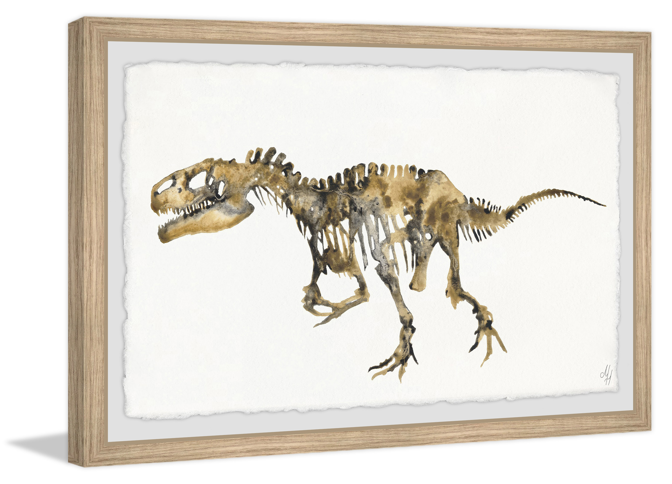 Marmont Hill Tyrant Lizard Skeleton Framed Wall Art, 24.00" x 1.50"