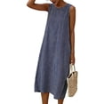 thumbnail image 2 of Sentmoon Robe de Fête Grande Taille Été 2026 à Rayures Sans Manches à Col Rond Robes de Golf pour Femmes avec Poches Coupe Régulière pour le Travail et le Bureau S, 2 of 5