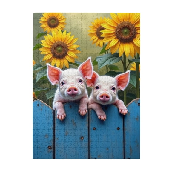 500 Piece Jigsaw Puzzle For Adults Two Piglets With Sunflowers Challenging And Fun Adult Puzzle Beautiful Artwork Great Gift Idea Home Decor