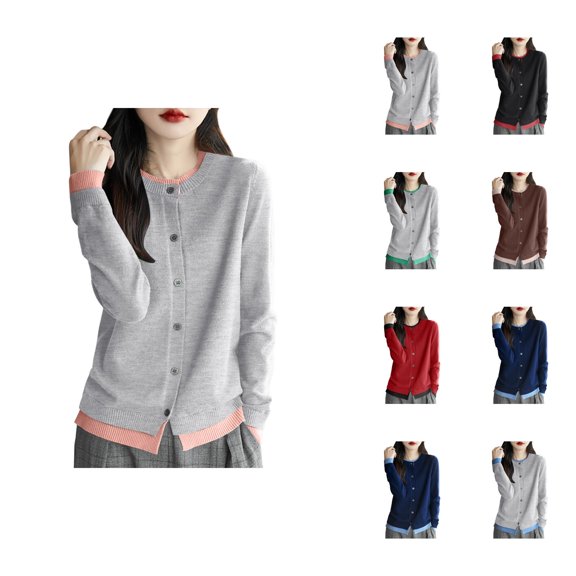 Women’s Knit Cardigan Fall Style Round Neck Layered For Casual Wear Comfortable Lightweight Fashionable Outerwear Cardigan Sweaters for Women