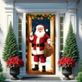 thumbnail image 6 of Tyidzon Christmas Door Cover Christmas Santa Claus Decorations Banner for Front Door Photography Background Banner Porch Sign for Farmhouse Winter Holiday Party Supplies, 70.9 x 35.4 Inch, 6 of 9