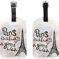 thumbnail image 2 of GZHJMY Paris Always Good Idea Eiffel Tower Leather Travel Luggage Tag PU Name Card Holder for Baggage Suitcase Bag Decoration, 2 of 4