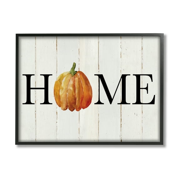 Stupell Industries Rustic Home Pumpkin Holiday Painting Black Framed Art Print Wall Art, 14 x 11