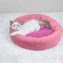 Calming Dog Beds with Pillow for Small Medium Dogs and Cats, Round Dog Cuddler Cozy Bed, Washable Fluffy Plush Pet Bed Thickened Dog Kennel Mat for Puppy Sleeping