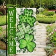 thumbnail image 4 of Tauxra Drapeau de Jardin de la Saint-Patrick 12x18 Pouces Double Face Décoration Extérieure Motif Trèfle Polyester Résistant aux Intempéries pour Cour Pelouse Patio Fête, 4 of 5