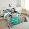 thumbnail image 4 of Western Cowboy Comforter Set Queen Country Horse Cow Print Bedding Set Boho Western Plaid Aztec Arrow Bed Sets West Cowboy Room Decor,Rustic Farmhouse Quilt Turquoise 2 Pillow Cases, 4 of 6
