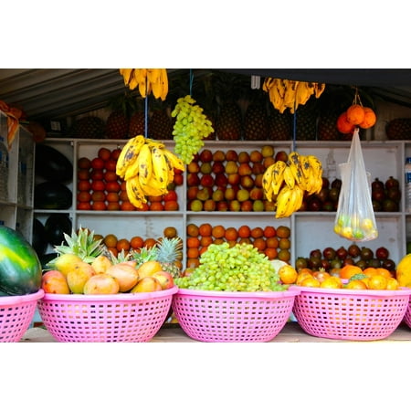 Food Stalls - Canvas Print Market Fruit Food Fruit Stand Fruits Market Stall Stretched Canvas 10 x 14