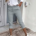 thumbnail image 2 of Tsesme Work Capris Pants for Women Slim Fits Button Waist Pants with Pockets Summer Fashion Business Cropped Trousers ,L, 2 of 9
