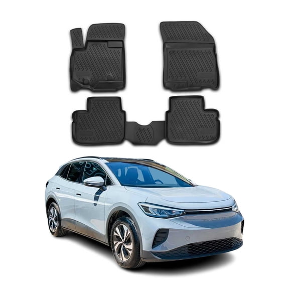 OMAC Floor Mats Liner for Volkswagen ID.4 2021-2024 Rubber TPE Black 3Pcs