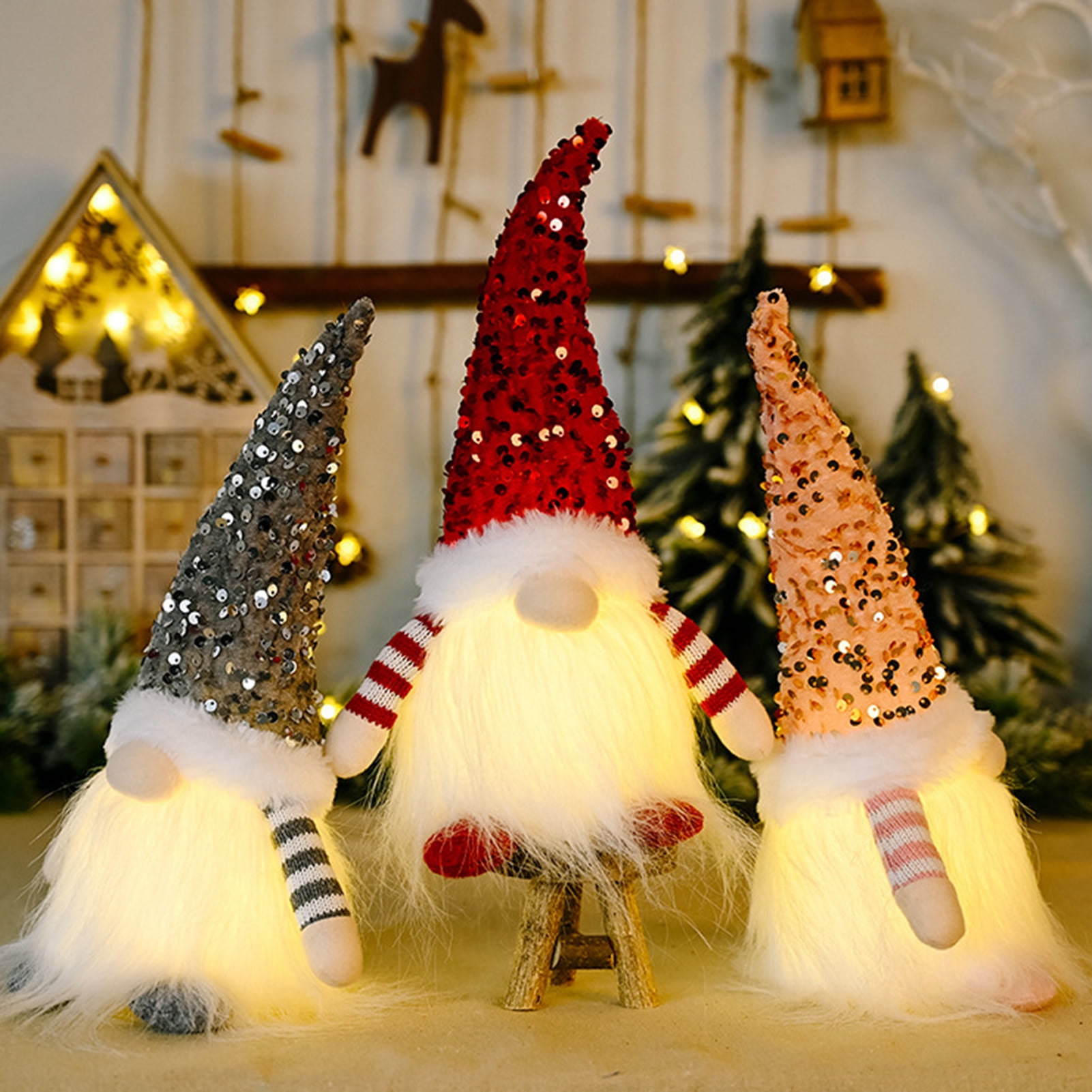 DGROEE Christmas Gnome Decorations, Christmas Gnome Lights, Lighted