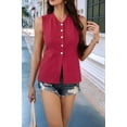 thumbnail image 4 of Deliqiba Summer Suit Vest for Women Business Casual Sleeveless Button Down V Neck Waistcoat Red M, 4 of 5