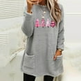 thumbnail image 2 of Feancey Christmas Pajamas for Women Fleece Thermal Loungewear Trendy Xmas Tree Print Crewneck Pullovers Comfy Fuzzy Sweatshirt Tops with Pockets Gray L, 2 of 6