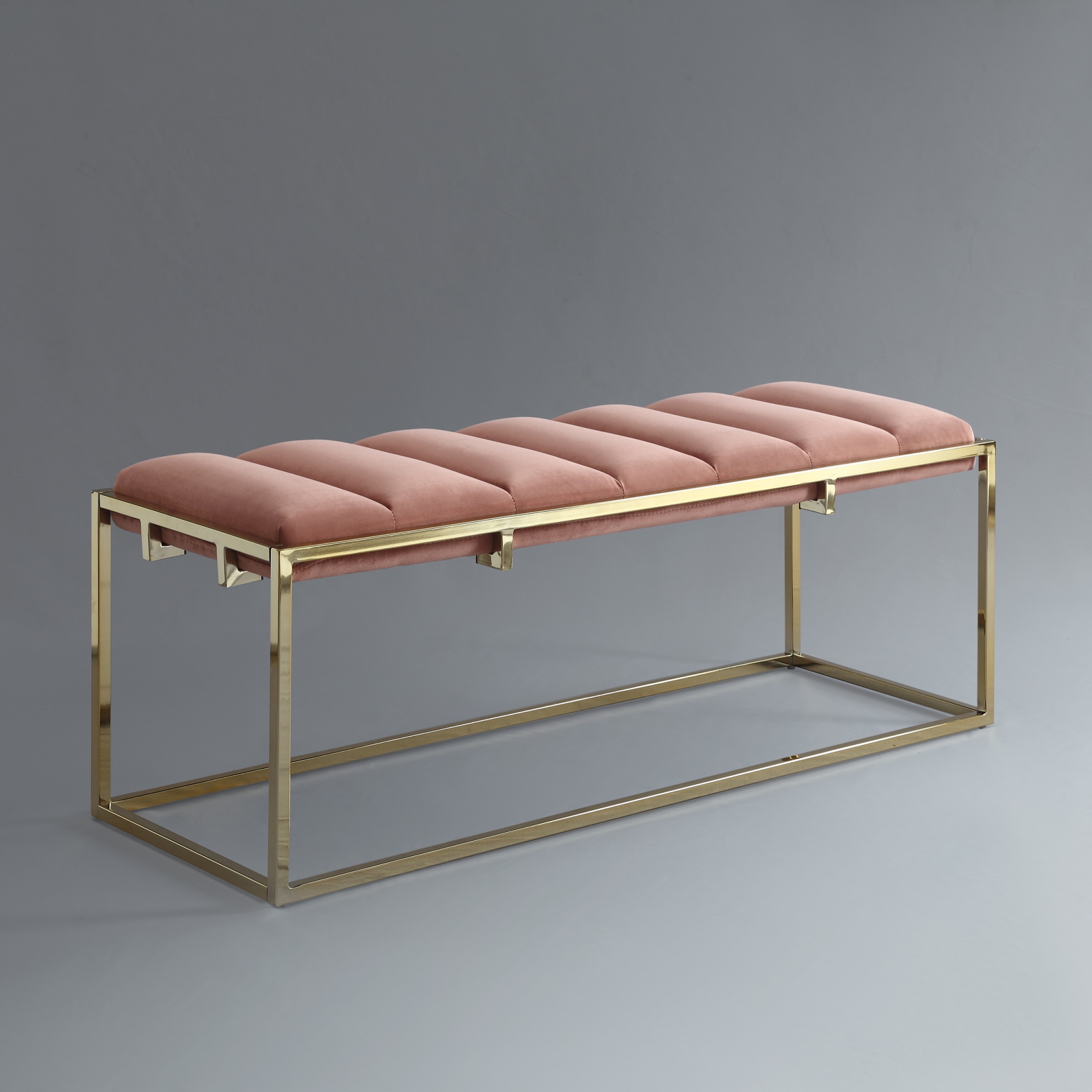 Nicole Miller New York Tristian Velvet Bench, Blush/Gold