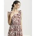 thumbnail image 4 of Moomaya Womens Printed A-Line Long Dress, Ruffled Square Neck Maxi Dress, 4 of 8