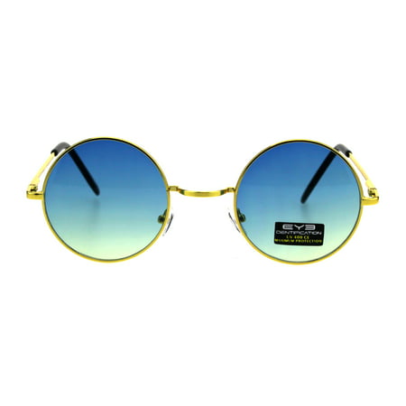Hippie Pimp Daddy Oceanic Gradient Circle Lens Gold Round Metal Rim Sunglasses Pink