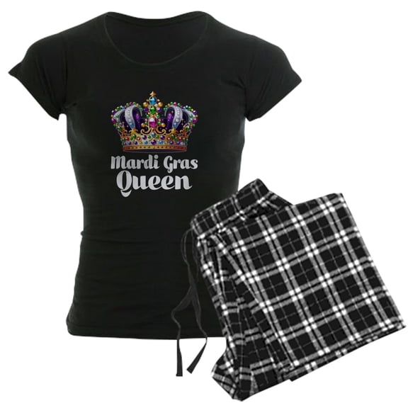 CafePress - Mardi Gras Queen Pajamas - Women's Short Sleeve Print T-Shirt and Pants Dark Cotton Pajama Set