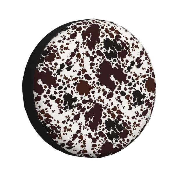 Fotbe Cow Skin Funda de Llanta de Repuesto con Estampado, Engrosada, Ajuste Universal para Jeep, Remolque, RV, SUV, Camión-17 inch
