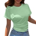 thumbnail image 4 of Women Tshirts Ladies Lightweight Short Sleeve Tee Soft Blend Classic Crew Neck Relaxed Fit Light Green XXXXL, 4 of 7