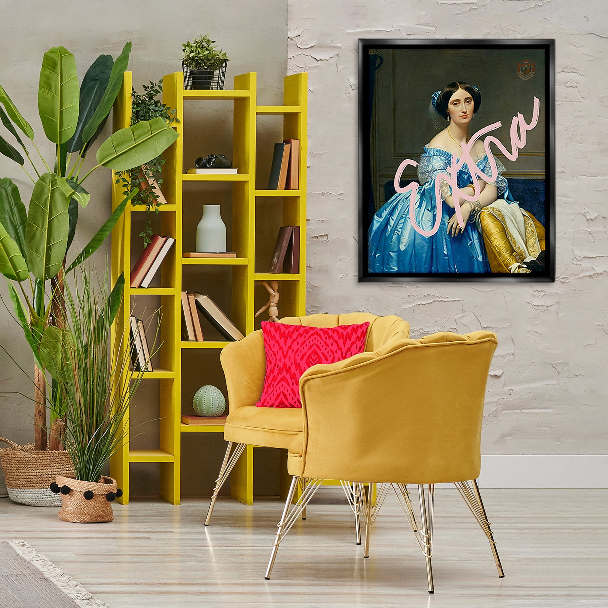 Stupell Industries Extra Classical Portrait Novelty & Humor Painting Black Floater Framed Canvas Art Print Wall Art, 25 x 31