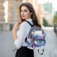 thumbnail image 6 of JIALIOU Mini Backpack Purse for Women Quilted Casual Daypack Small Travel Shoulder Bag, Watercolor Eye with Butterfly, 6 of 7