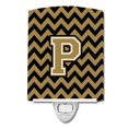 thumbnail image 1 of Carolines Treasures CJ1050-PCNL Letter P Chevron Black & Gold Ceramic Night Light, 1 of 1