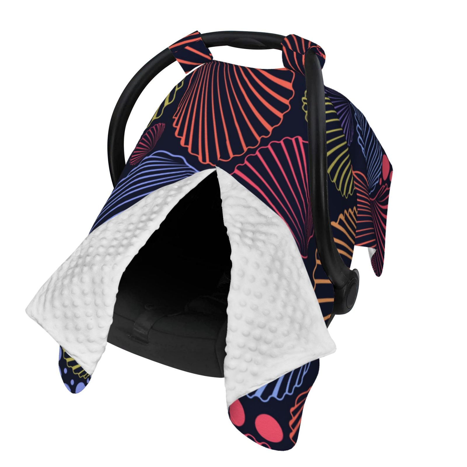 Naloa Colorful Shells Baby Car Seat Cover, Breathable Baby Carrier Cover, Multiuse Baby Carrier Cover & Nursing Breastfeeding Cover