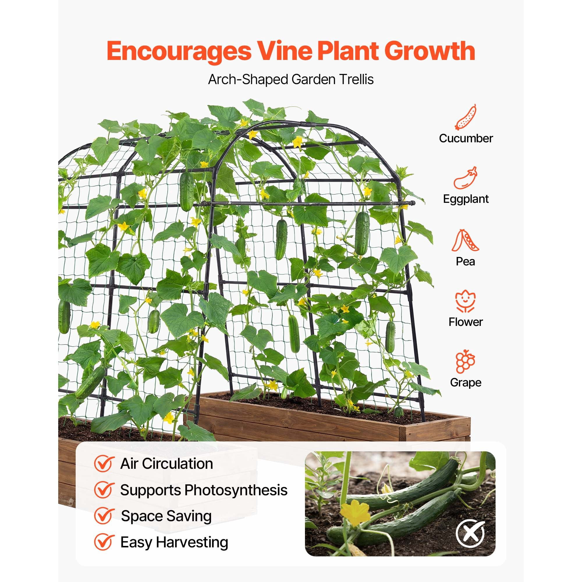 70.87X44.09x82.99 inch U-shaped metal climbing vine plant rack, cucumber, beans, tomato support arch, high bed garden