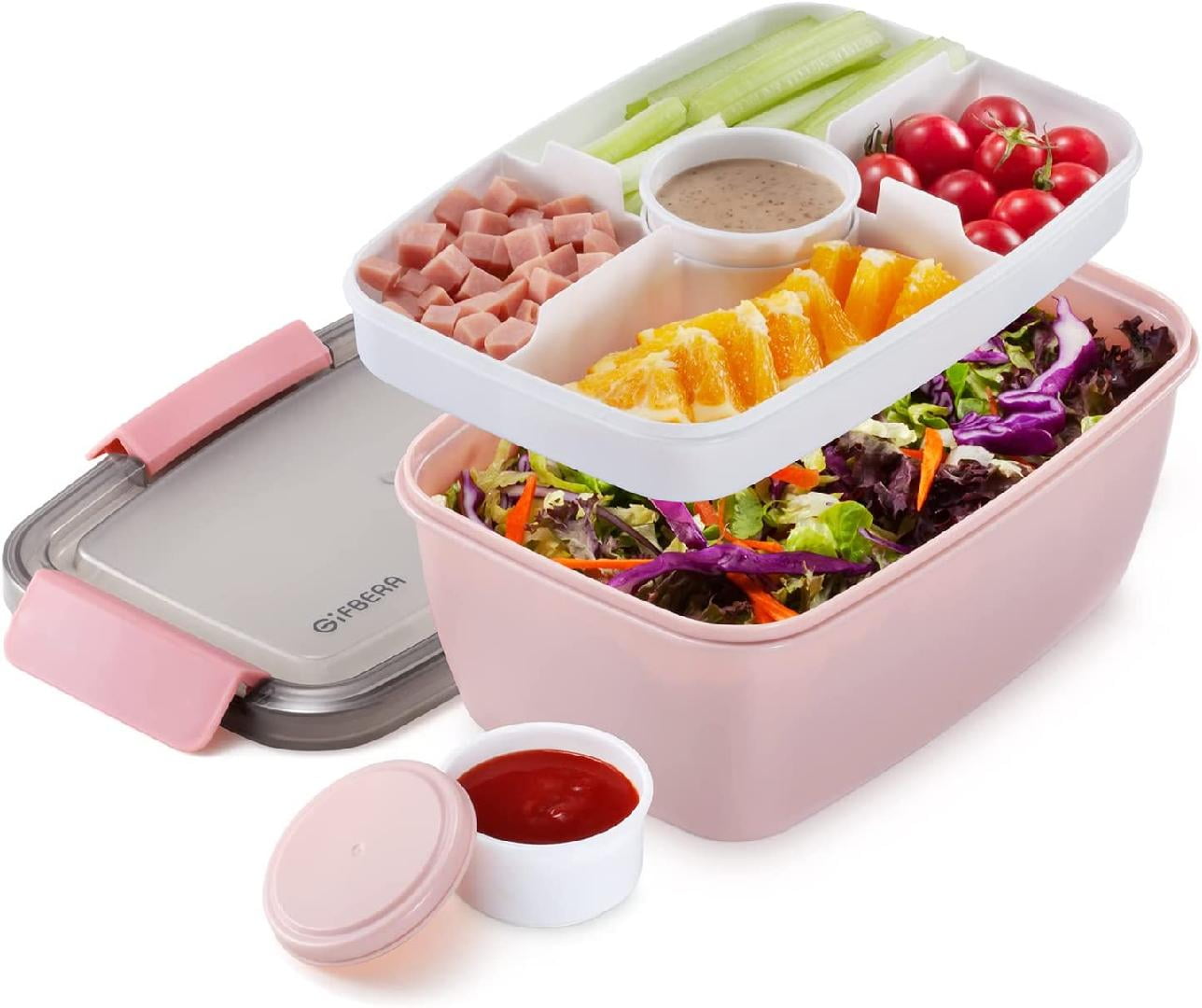 Large Salad Lunch Container - Adult Bento Lunch Box with 68 Oz Salad  Bowl(Pink)✓