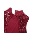 thumbnail image 5 of Kaerm Womens Sparkly Sequins Sleeveless Mock Neck See-through Mesh Hollow Back Flowy Leotard Dress Wine_Red L, 5 of 7