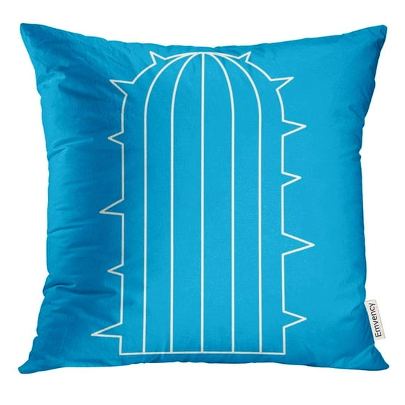 BSDHOME Arid Cacti Blue Outline Style Thin Line Sign Botanical Pillow Case 20x20 Inches Pillowcase