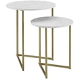 thumbnail image 1 of Walker Edison Victoria 2-Piece V Leg Nesting Side Tables - Faux White Marble/Gold, 1 of 2