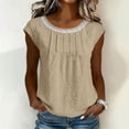 thumbnail image 2 of RQYYD Womens Sleeveless Lace Trim Crew Neck Tops Casual Summer Blouses Loose Fit Flowy Tank Tops for Daily Wear, 2 of 7