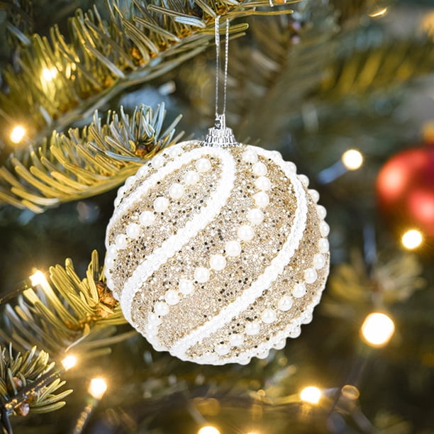 Adornos para árbol de Navidad | Juego de bolas de plástico con baño de polvo en rojo, dorado y rosa | Decoración colgante de 8 cm para árboles, coronas y regalos navideños