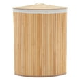 thumbnail image 6 of Corner Bamboo Laundry Hamper with Lid and Removable Liner, Washing Clothes Basket Storage Bin with Handle, Suitable for Bedroom, Bathroom, Laundry (Natural), 6 of 8