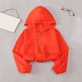 thumbnail image 6 of Xyant Girls Zip Up Cropped Windbreaker Jacket Hooded Cargo Lightweight Outerwear (Red,10-11 Years), 6 of 6