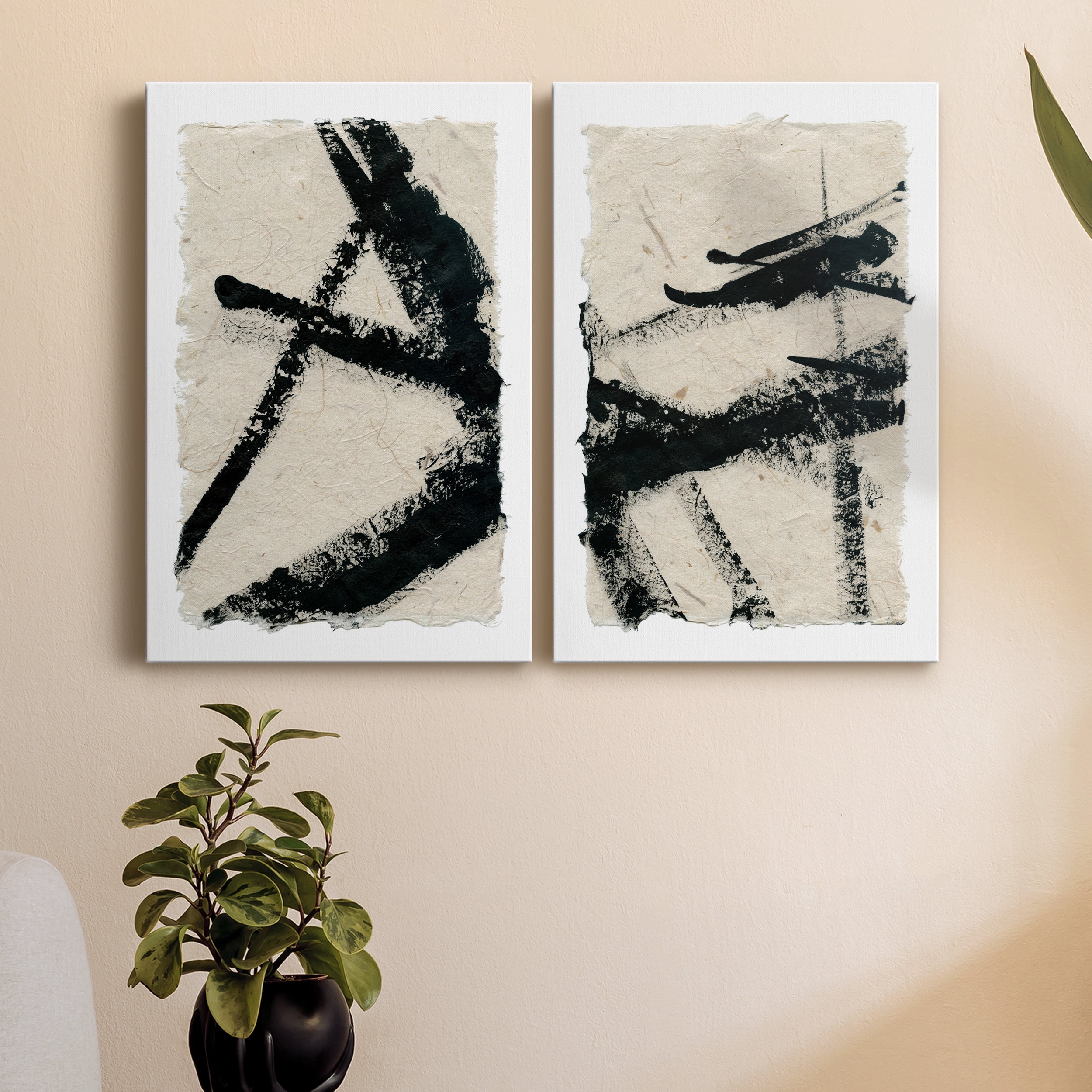 Lines Crossed I Premium Gallery Wrapped Canvas - Ready to Hang - Set of 2 - 24 x 36 Each