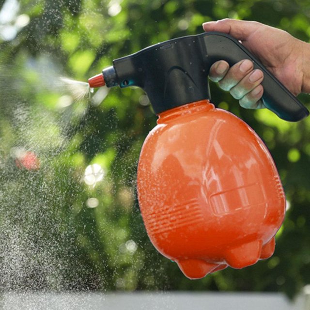 Botella rociadora de niebla de 2.5L para sistema eléctrico Regadera automática de jardín Rociador de agua Recipiente a presión pequeño Rojo naranja Macarena Regadera eléctrica