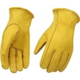 thumbnail image 1 of 12.5*25 cm Lot de 2 paires de gants de travail en cuir de vachette pour conduite, jardinage, coupe, construction, ferme, moto, 1 of 5