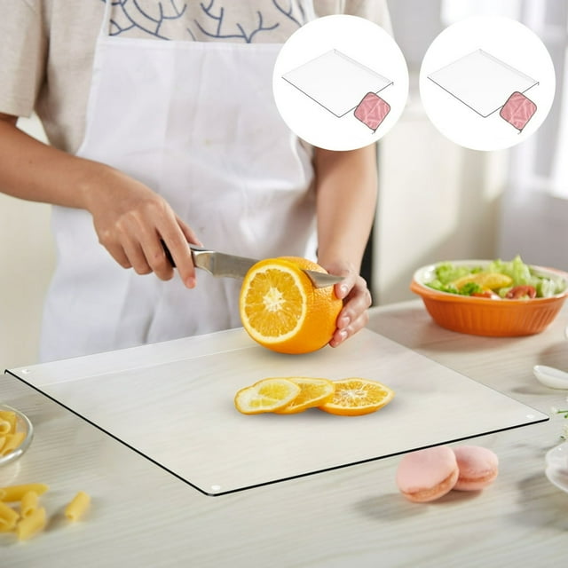 Acrylic Cutting Board Non-Slip Transparent Cutting Board with Lip Rectangle Cutting Board Reusable Chopping Board Multipurpose Countertop Protector Board for Kitchen Countertop
