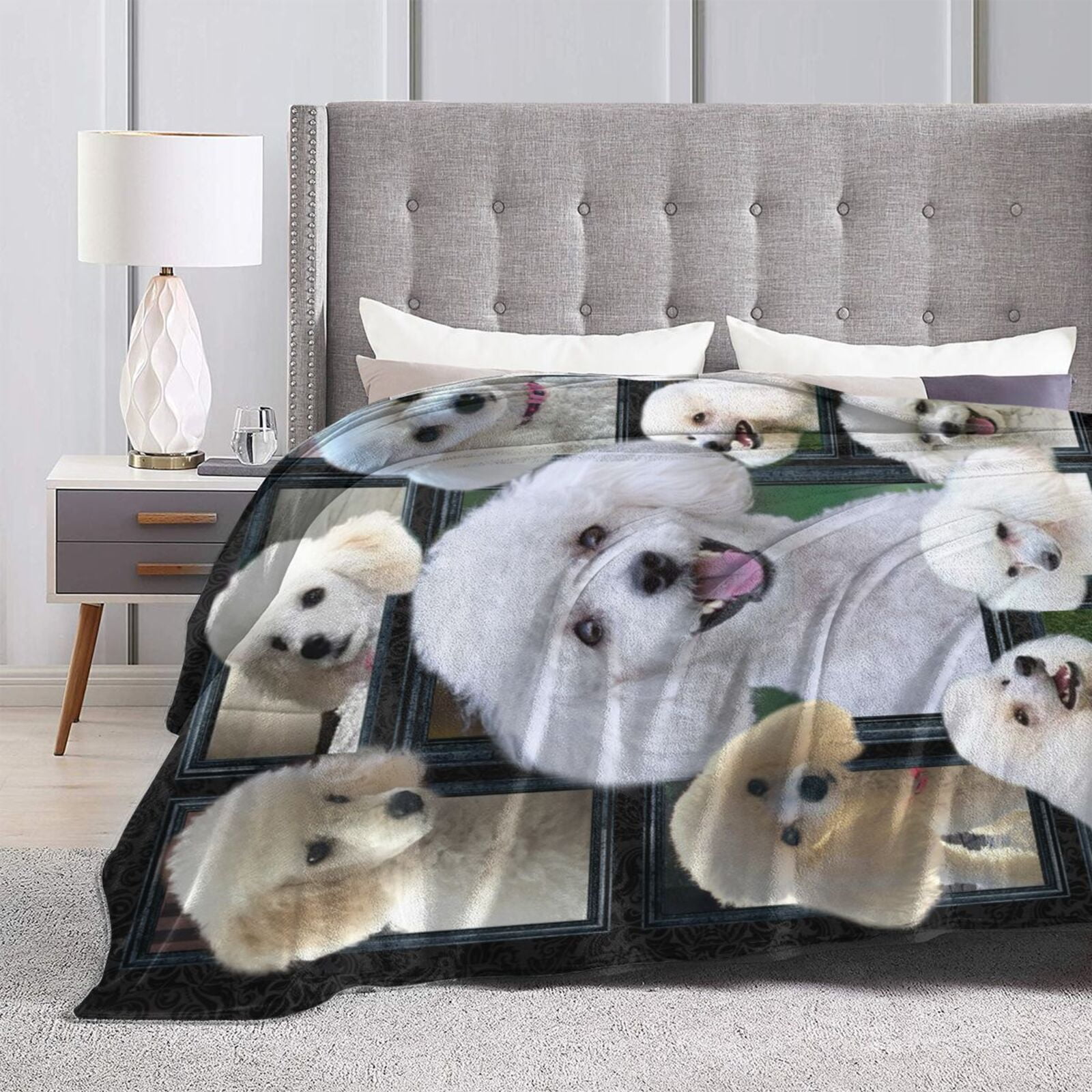 Wijzvio Poodle Dog Throw Blanket Soft Fuzzy Fleece Blanket For Couch Bed Living Room Decoration 50"X40"
