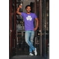 thumbnail image 2 of NYC Factory Men's Shamrock Tee Distressed, Purple, Premium, Small, 2 of 4