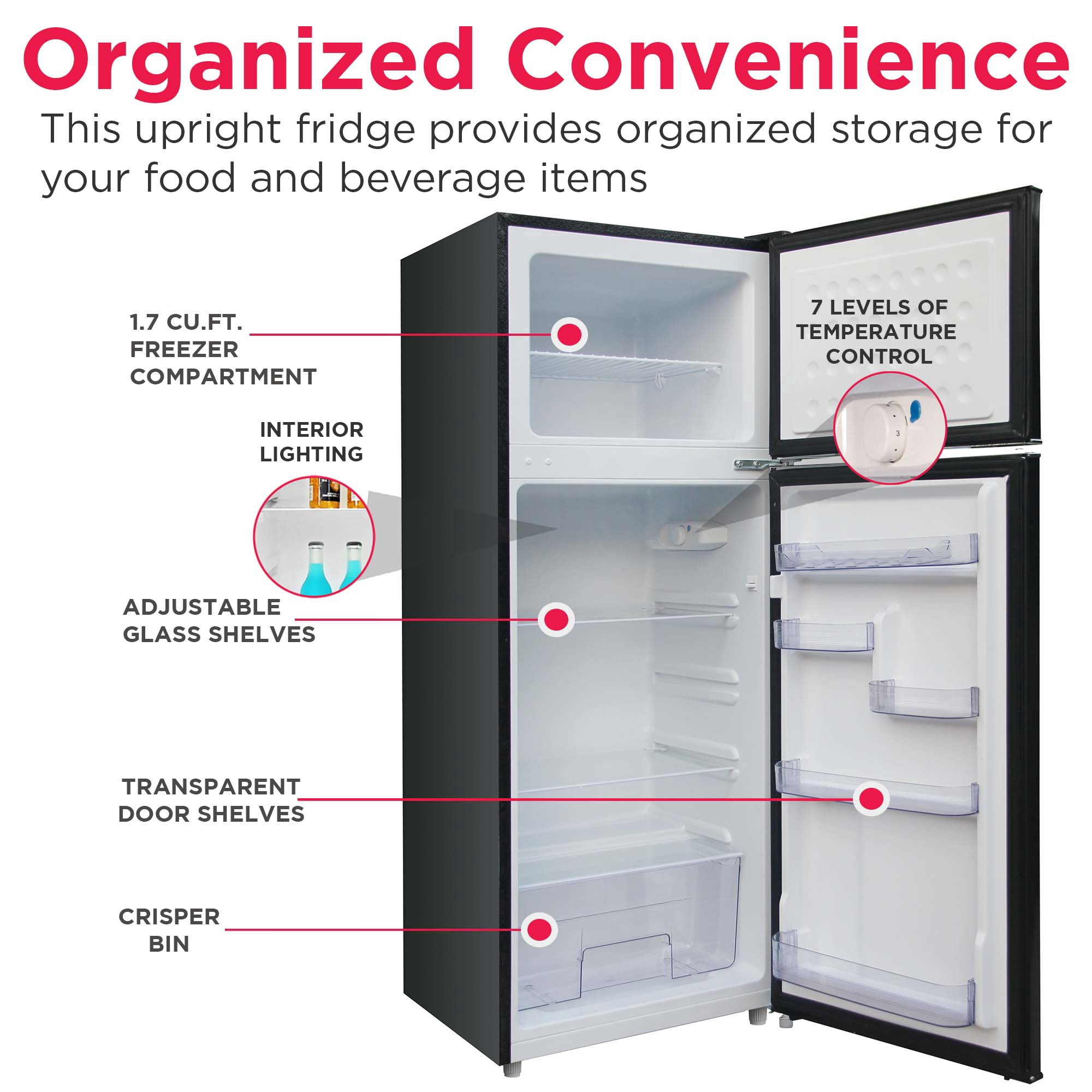 Frigidaire 7.5 Cu Ft. Retro Refrigerator, Top Mount Compact Fridge, Black