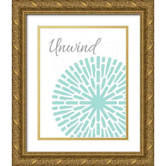 Robinson, Tamara 20x24 Gold Ornate Wood Framed with Double Matting Museum Art Print Titled - Unwind Aqua Grey Burst